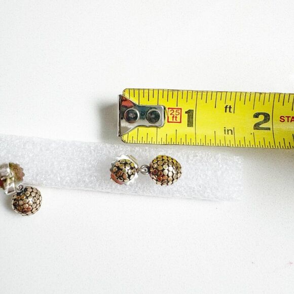 John Hardy Vintage 925 Silver 18K Yellow Gold Dot Oval Drop Pierced Earrings - Picture 7 of 7